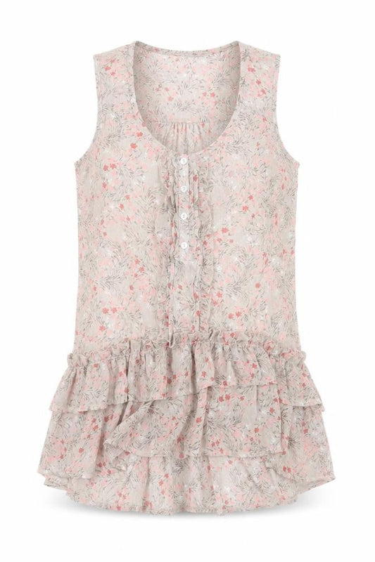 Atmosphere Womens Brown Floral Polyester Basic Tank Size 8 Crew Neck
