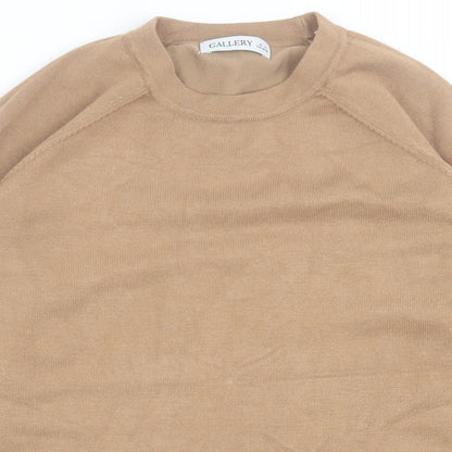 Gallery Womens Brown Crew Neck  Polyester Pullover Jumper Size S
