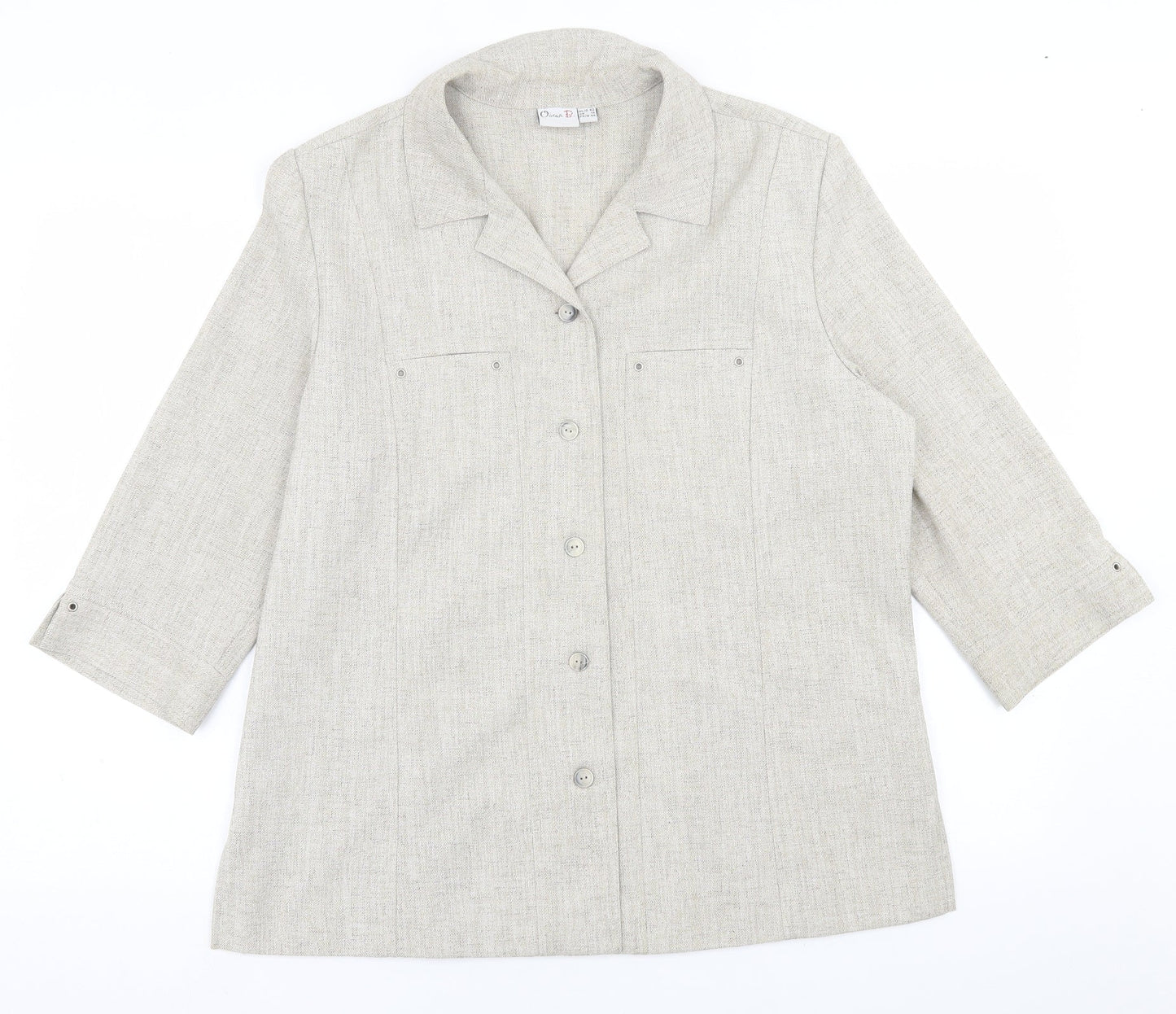 Oscar B. Womens Beige   Jacket Blazer Size 16  Button