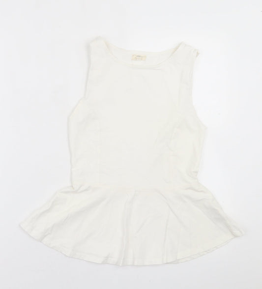 New Look Womens White  Cotton Basic Tank Size 10 Crew Neck