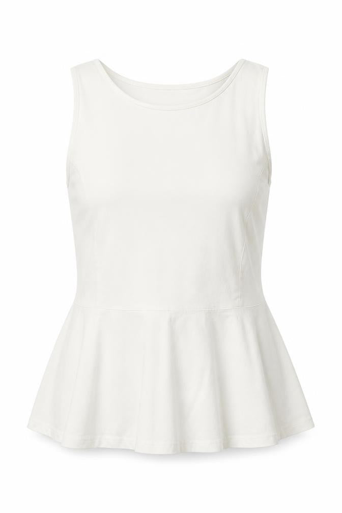 New Look Womens White  Cotton Basic Tank Size 10 Crew Neck