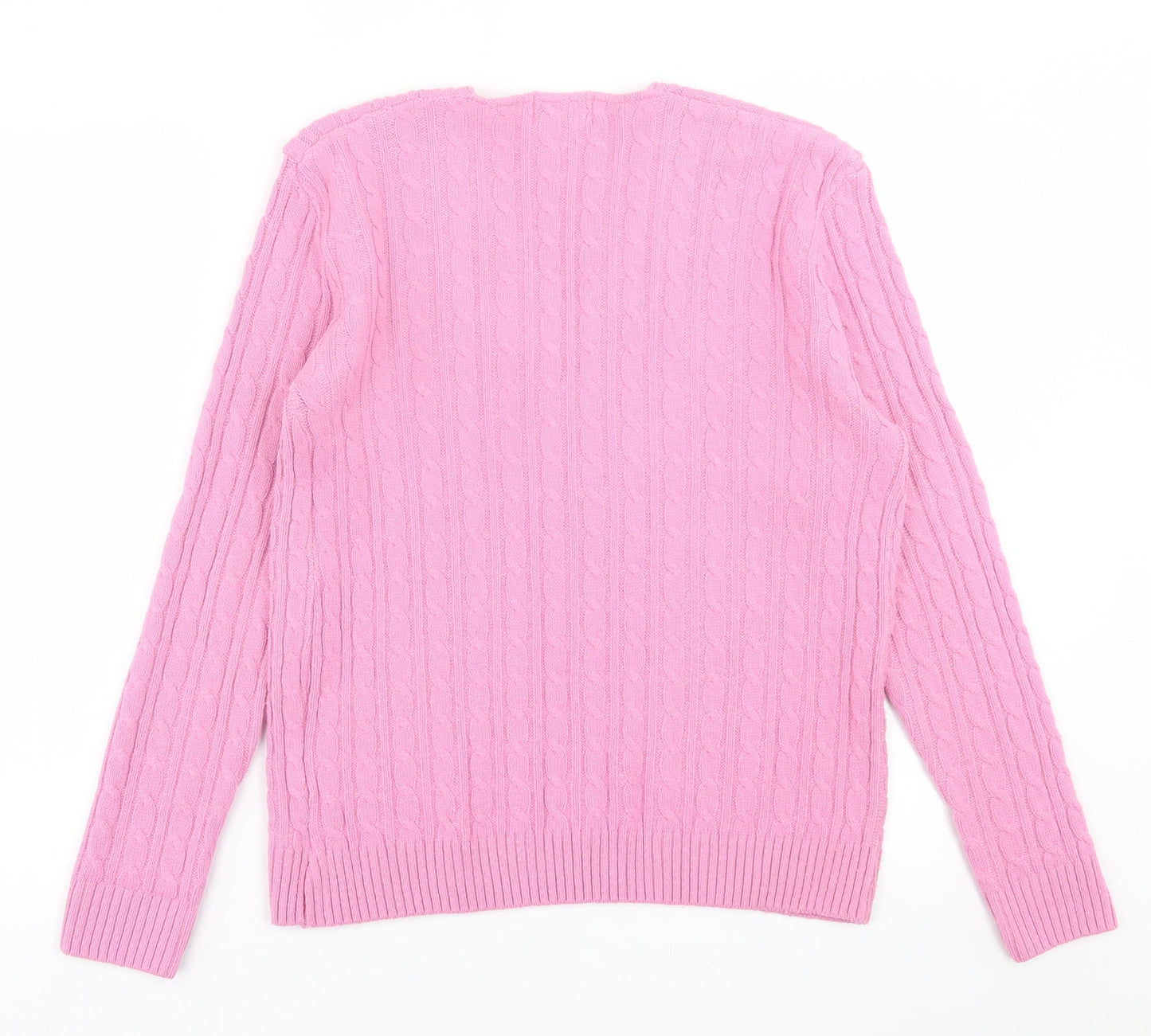 CHIC Womens Pink V-Neck  Acrylic Pullover Jumper Size S