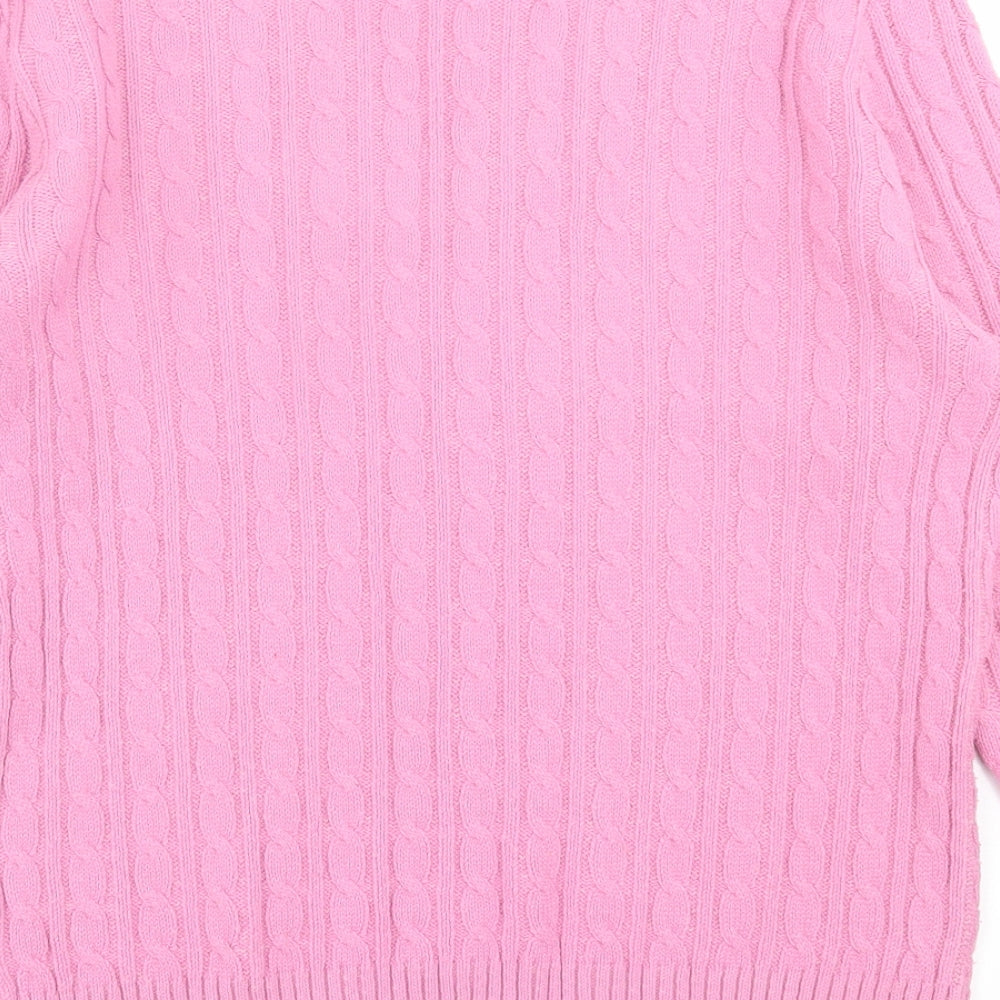 CHIC Womens Pink V-Neck  Acrylic Pullover Jumper Size S