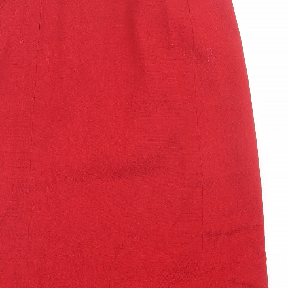 Paul Costelloe Womens Red  Polyester A-Line Skirt Size 8   Button