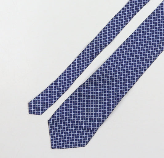 Debenham & Freeman  Mens Blue Plaids & Checks Silk Pointed Tie One Size