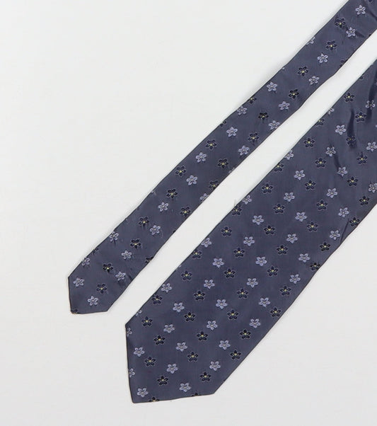 Blazer Mens Grey Floral Silk Pointed Tie One Size