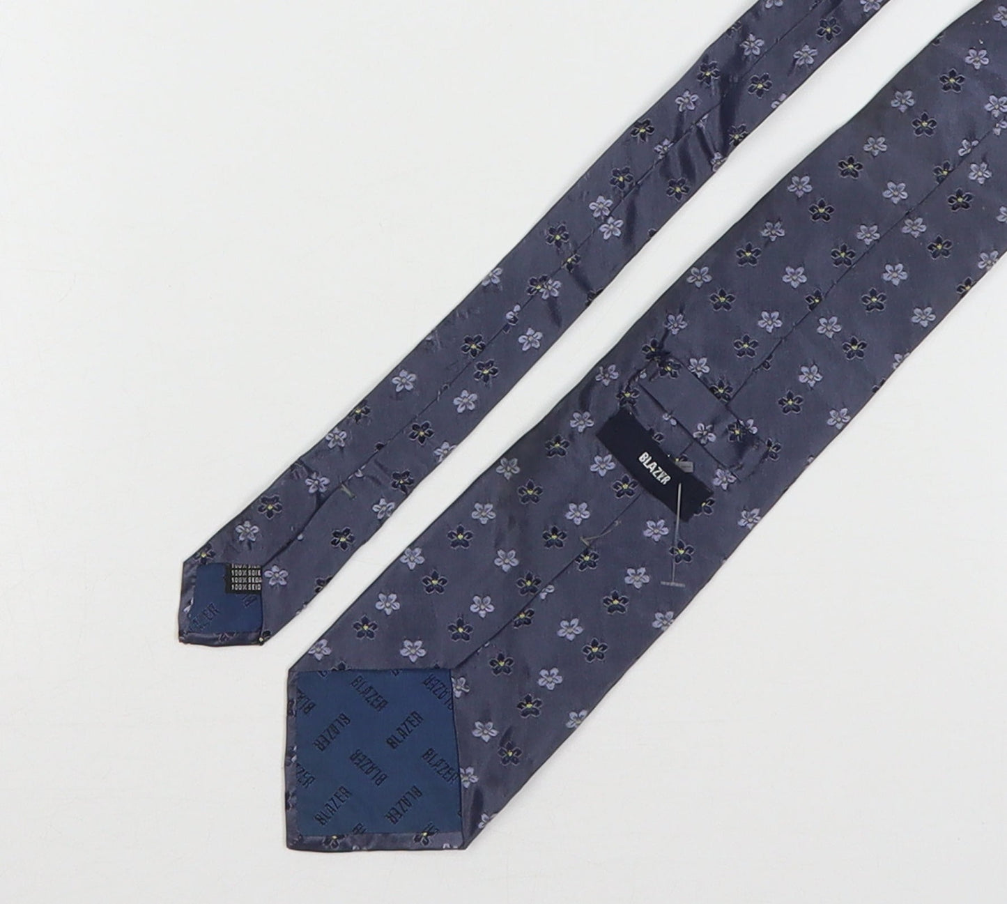 Blazer Mens Grey Floral Silk Pointed Tie One Size