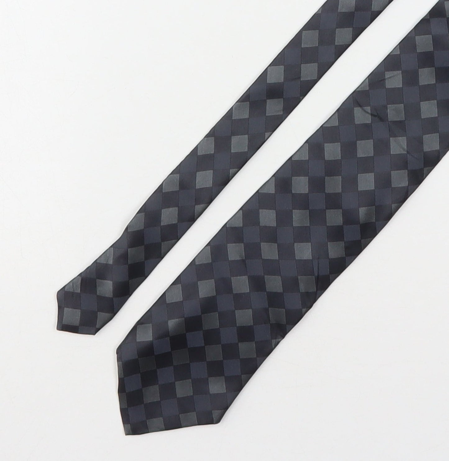 Frangi Mens Grey Plaids & Checks Silk Pointed Tie One Size