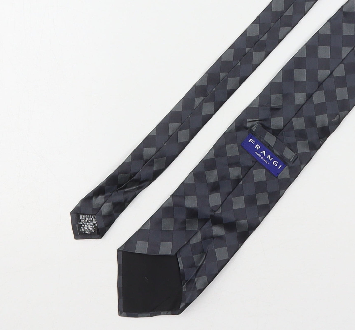 Frangi Mens Grey Plaids & Checks Silk Pointed Tie One Size