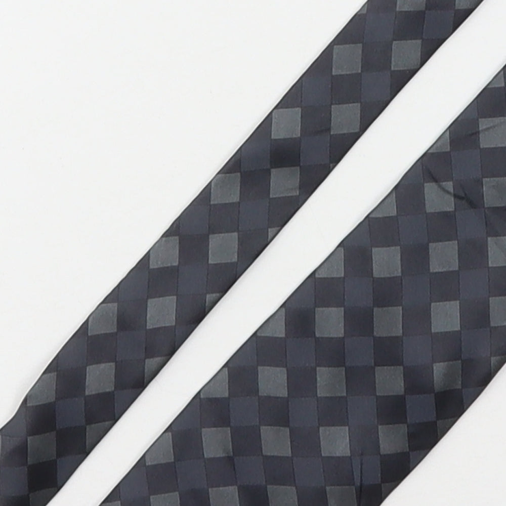 Frangi Mens Grey Plaids & Checks Silk Pointed Tie One Size