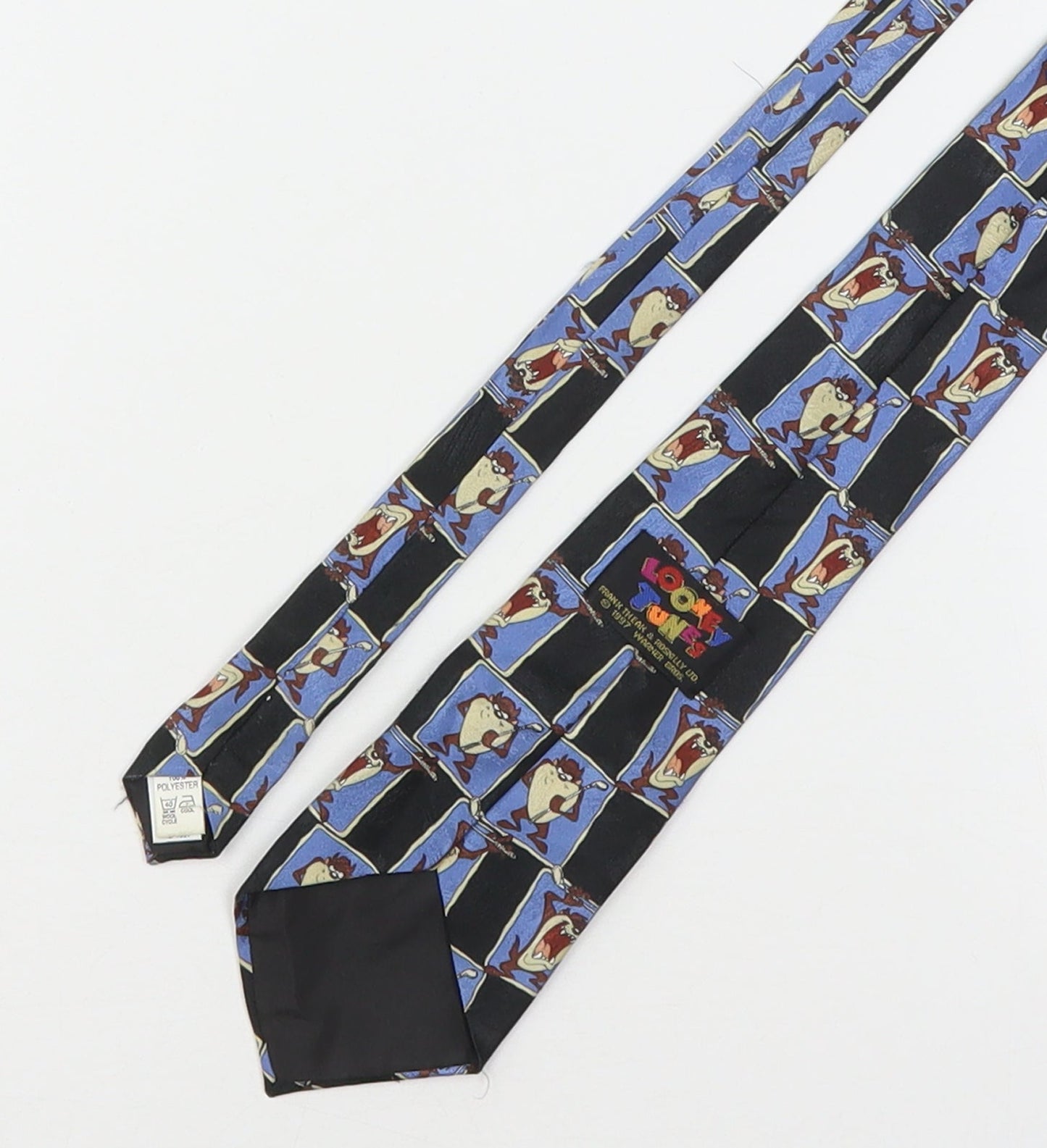 Looney Toons Mens Multicoloured Plaids & Checks Polyester Pointed Tie One Size - Tasmanian Devil