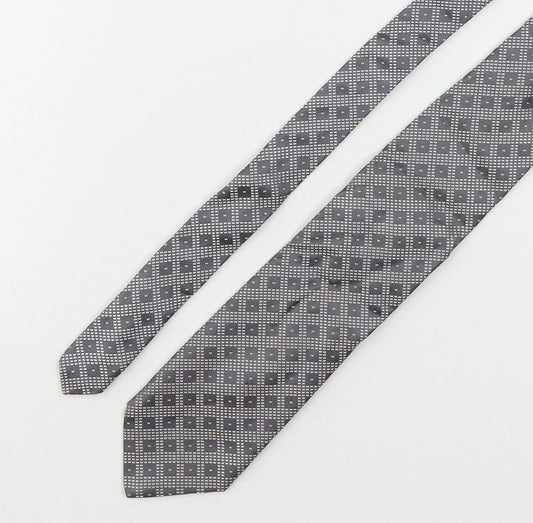 Allea Mens Grey Geometric Silk Pointed Tie One Size