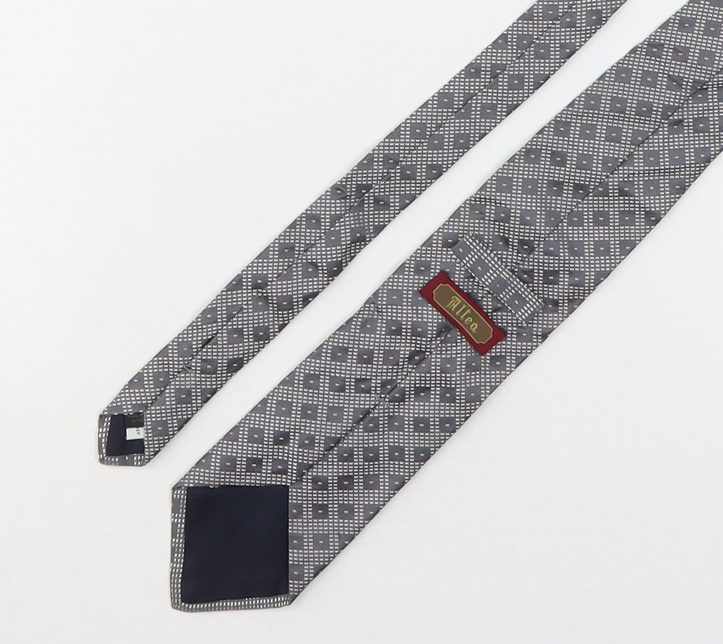 Allea Mens Grey Geometric Silk Pointed Tie One Size