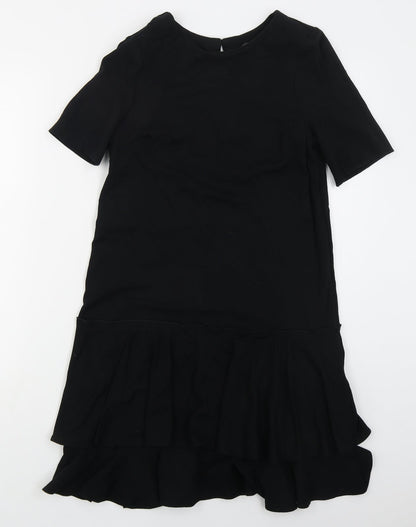 Next Womens Black  Viscose A-Line  Size 8  Round Neck Button