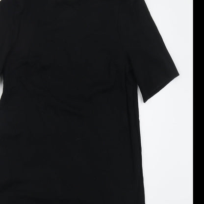 Next Womens Black  Viscose A-Line  Size 8  Round Neck Button