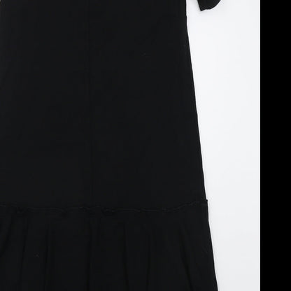 Next Womens Black  Viscose A-Line  Size 8  Round Neck Button