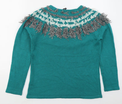 Preloved Eureca Womens Green Crew Neck  Acrylic Pullover Jumper Size 14 - Back