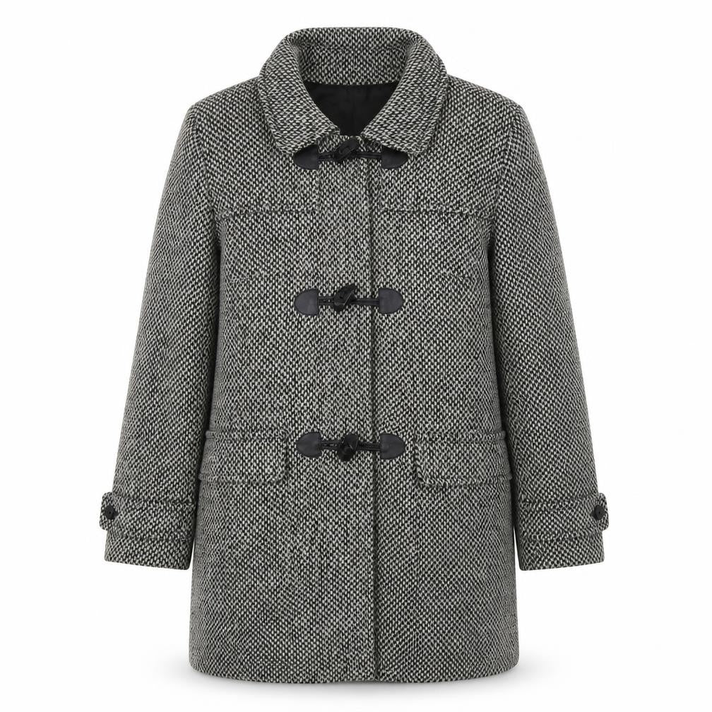 Lebek Womens Grey Herringbone  Pea Coat Coat Size 14  Button