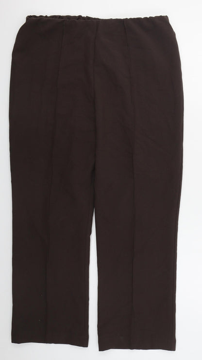 Preloved Classic Womens Brown  Polyester Trousers  Size 14 L27 in Regular - Front