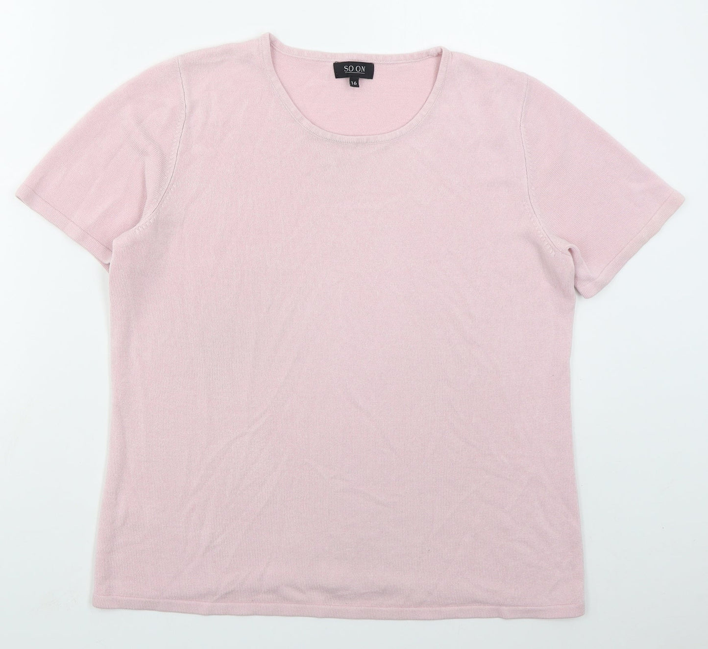 Soon Womens Pink Crew Neck  Acrylic Pullover Jumper Size 16