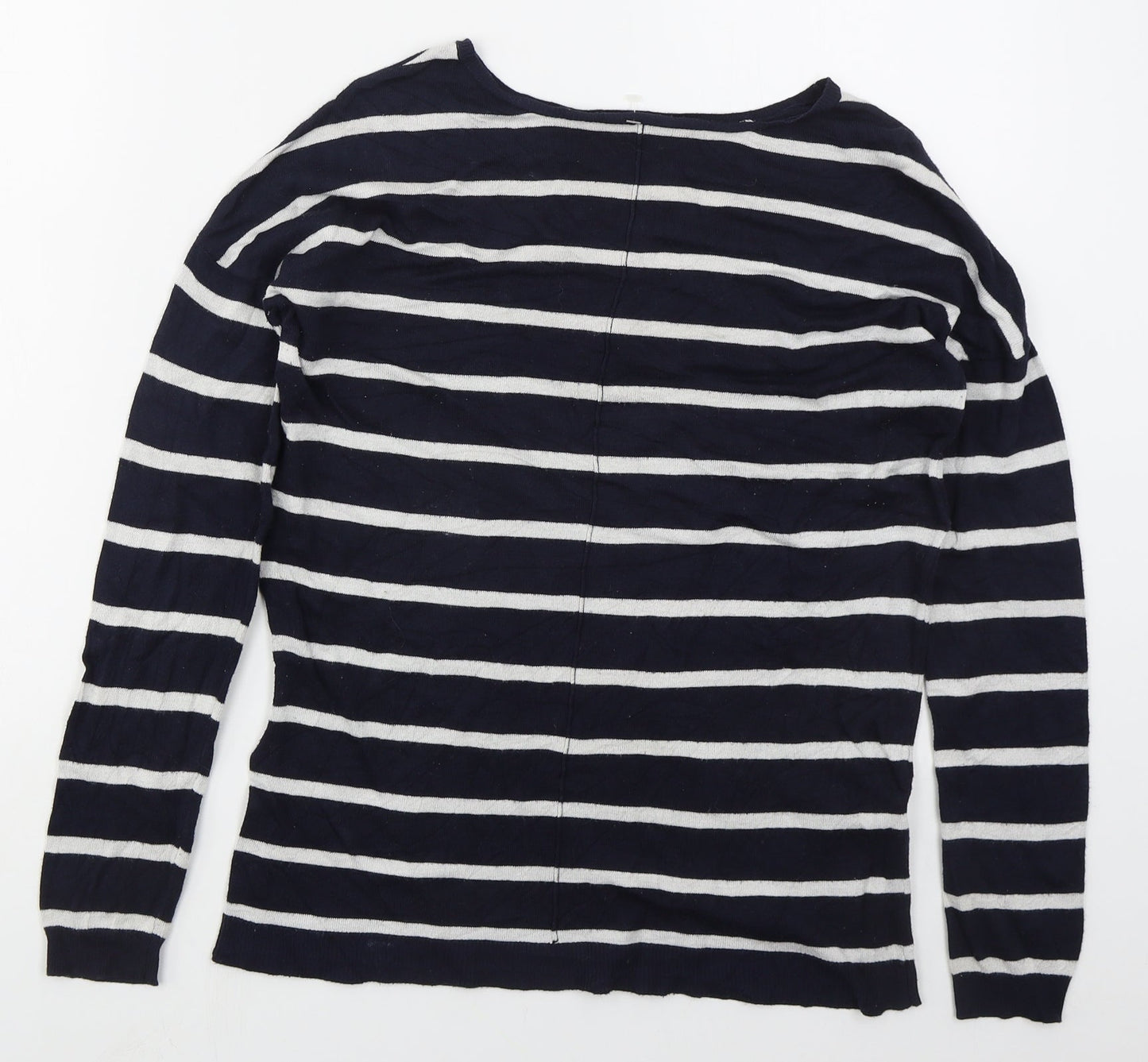 Atmosphere Womens Blue Boat Neck Striped Viscose Pullover Jumper Size 8