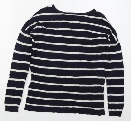 Atmosphere Womens Blue Boat Neck Striped Viscose Pullover Jumper Size 8