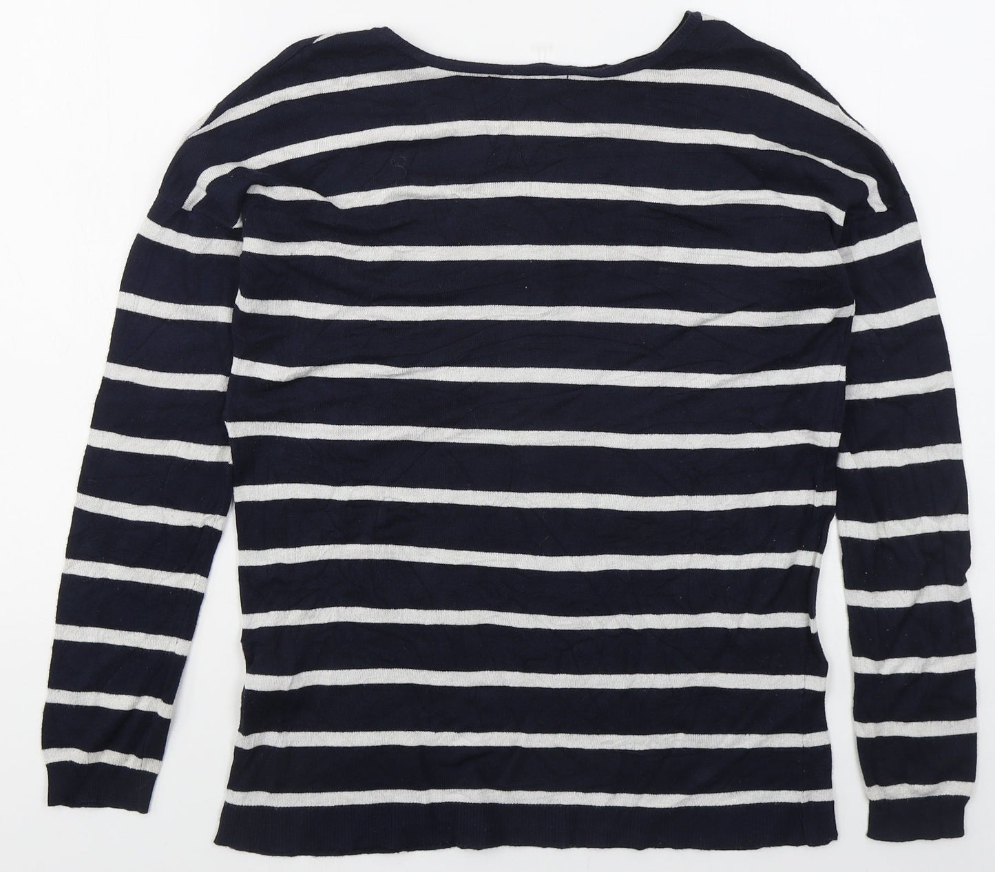 Atmosphere Womens Blue Boat Neck Striped Viscose Pullover Jumper Size 8