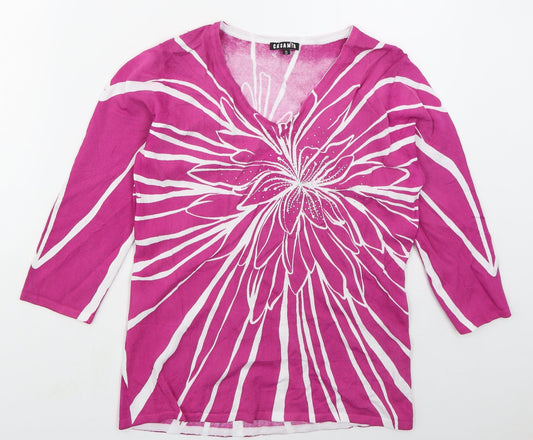 Casamia Womens Pink V-Neck  Viscose Pullover Jumper Size S   - v