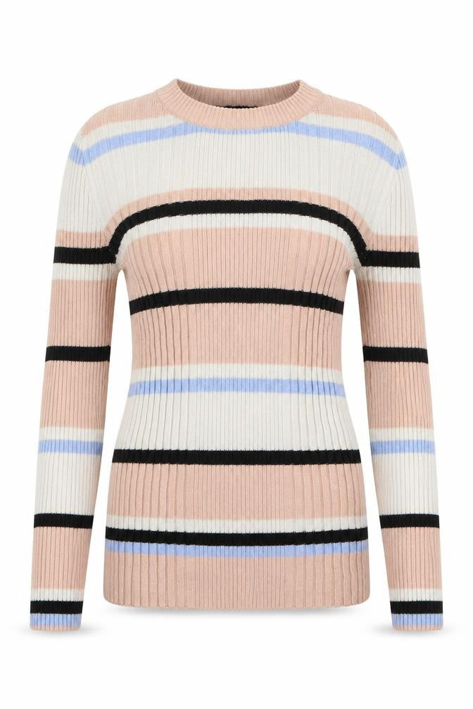 Atmosphere Womens Pink Crew Neck Striped Nylon Pullover Jumper Size 6