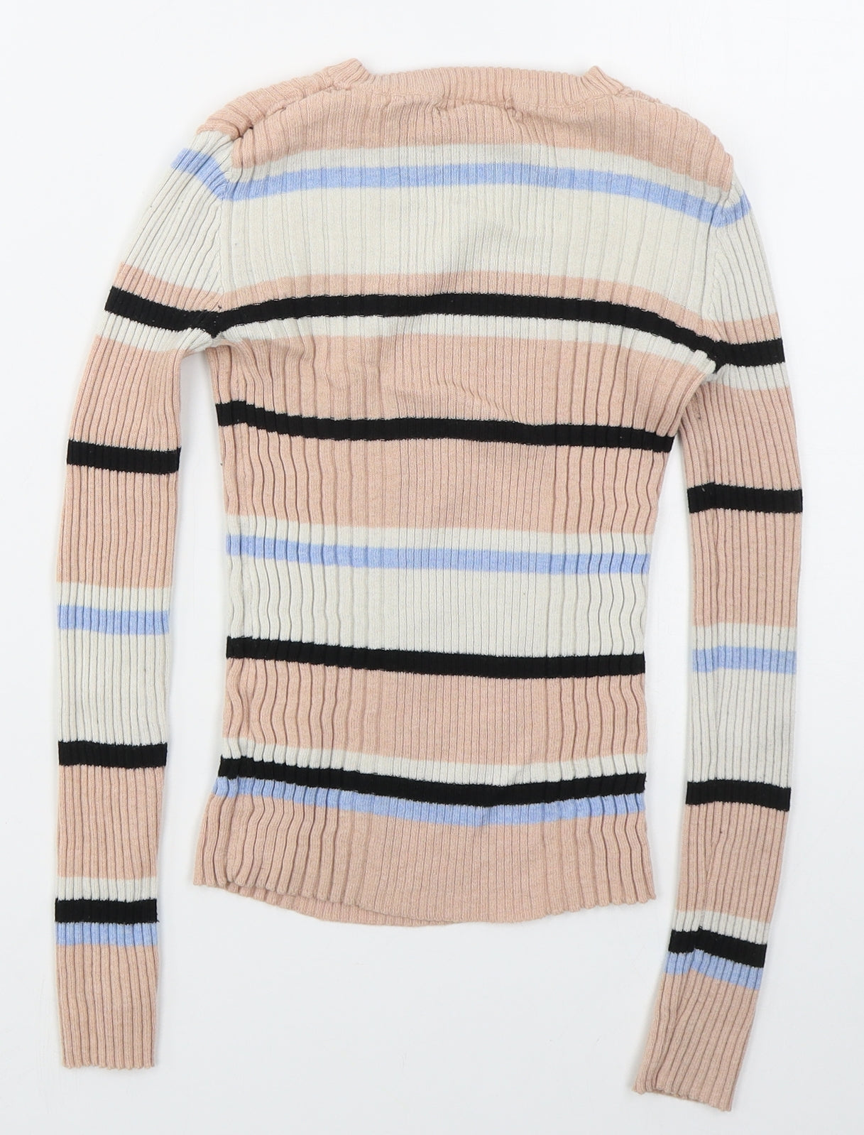 Atmosphere Womens Pink Crew Neck Striped Nylon Pullover Jumper Size 6