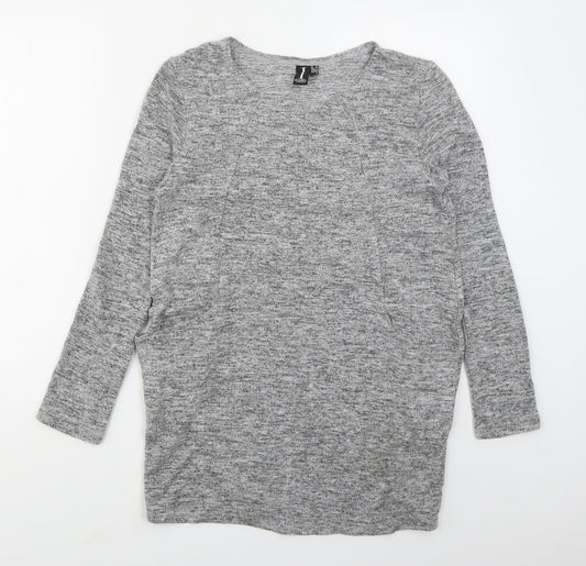 Izabel London Womens Grey Round Neck  Polyester Pullover Jumper Size 8