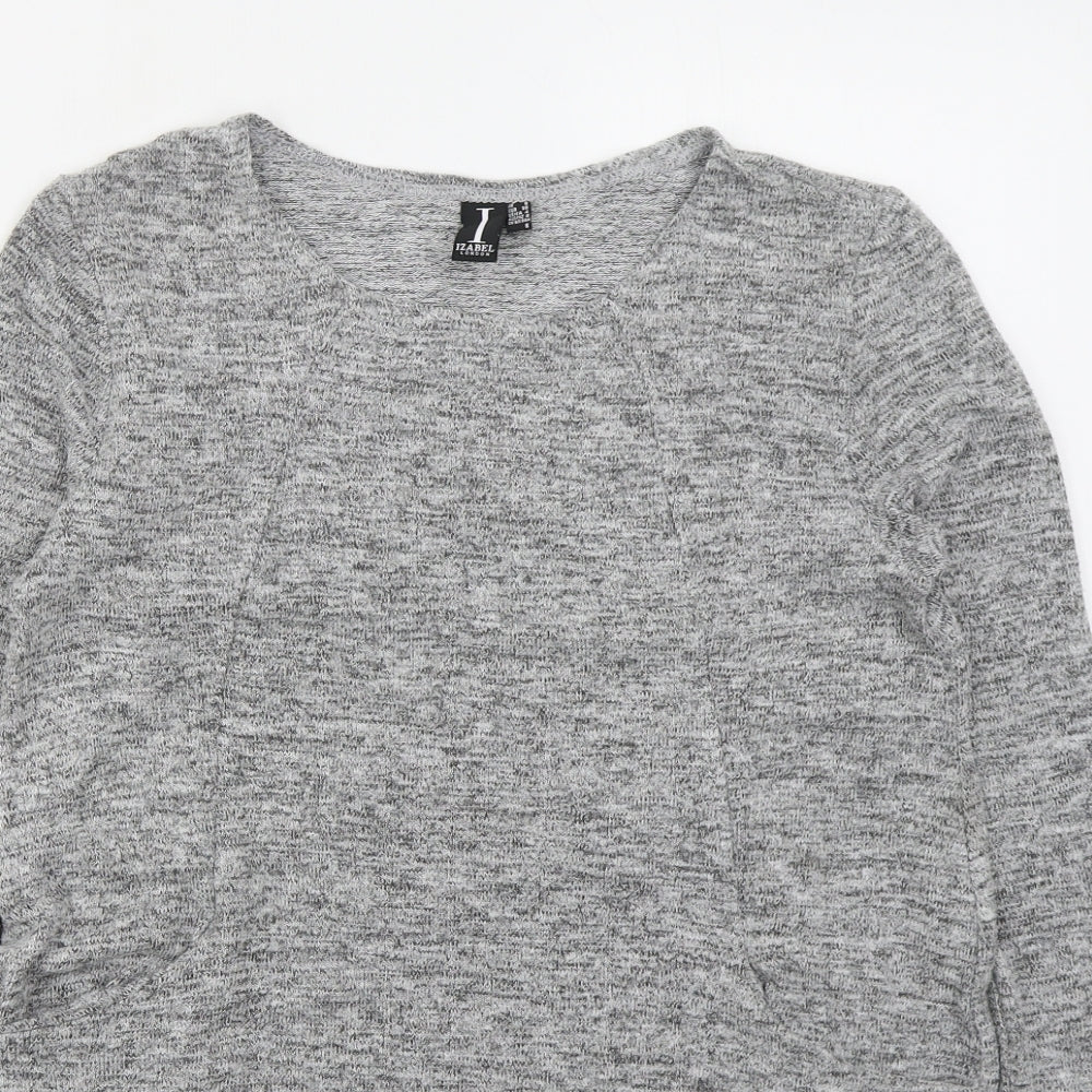Izabel London Womens Grey Round Neck  Polyester Pullover Jumper Size 8