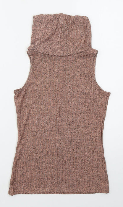 Boohoo Womens Pink  Polyester Basic Tank Size 8 Roll Neck