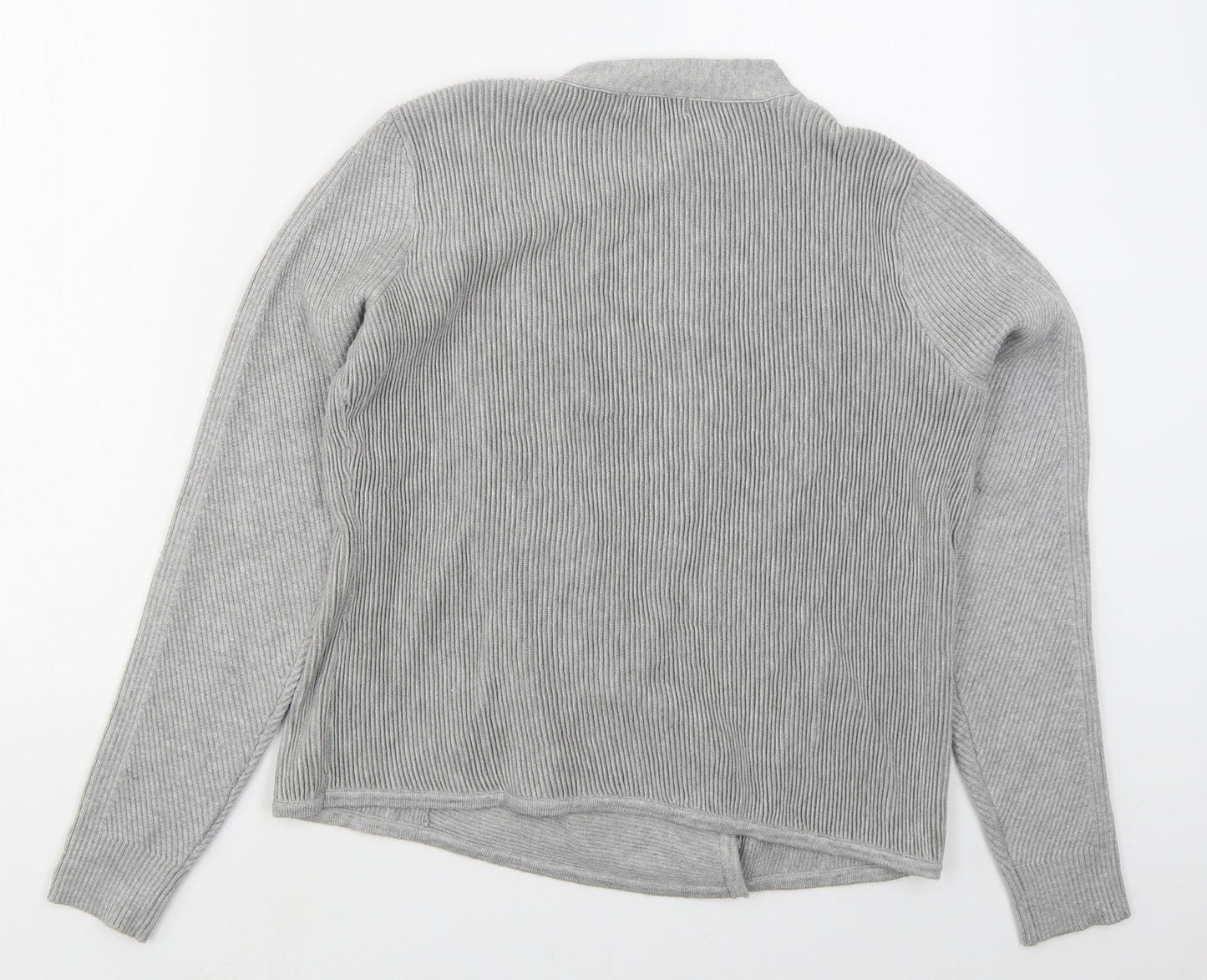 JD Williams Womens Grey Round Neck  Viscose Full Zip Jumper Size 12
