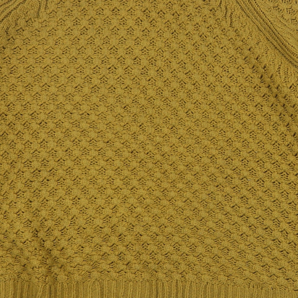 H&M Womens Yellow Round Neck  Acrylic Pullover Jumper Size M