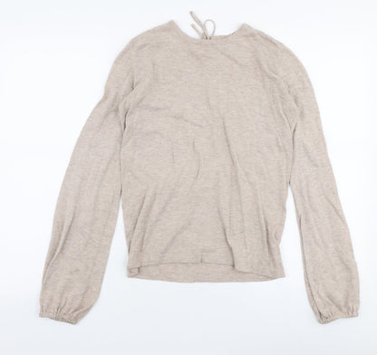 Next Womens Beige Round Neck  Cotton Pullover Jumper Size 8
