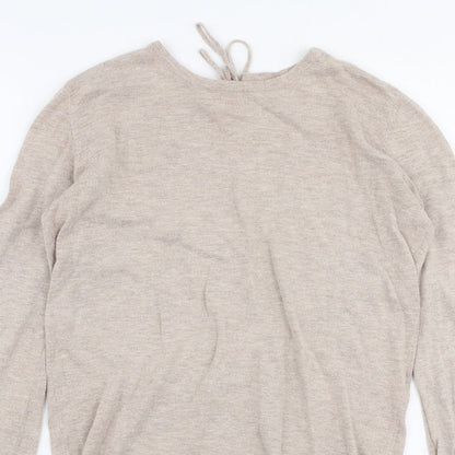 Next Womens Beige Round Neck  Cotton Pullover Jumper Size 8