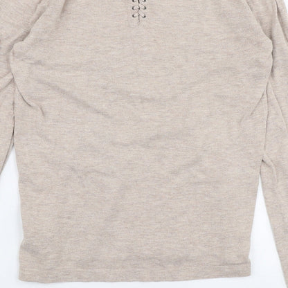 Next Womens Beige Round Neck  Cotton Pullover Jumper Size 8