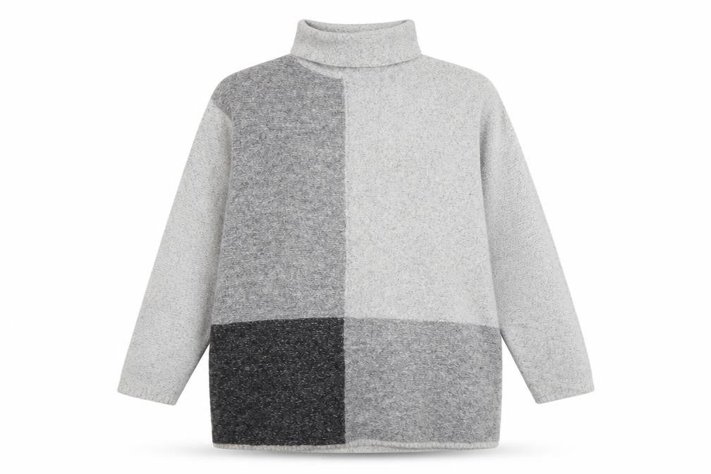 Primark Womens Grey High Neck Striped Polyester Pullover Jumper Size M