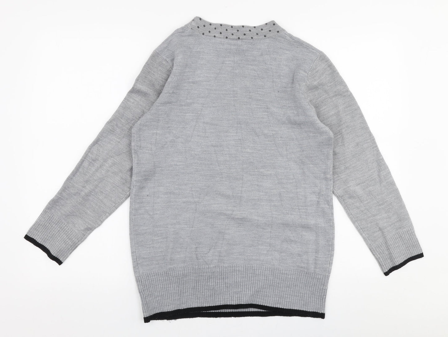 Ann Marie Womens Grey Round Neck  Acrylic Pullover Jumper Size M