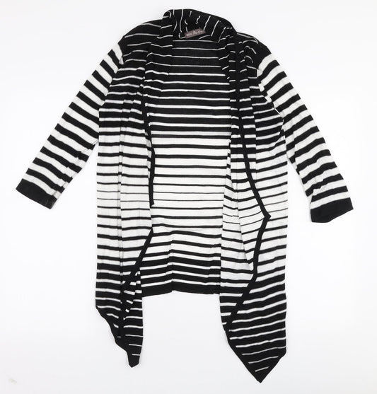Marks and Spencer Womens Black V-Neck Striped Acetate Cardigan Jumper Size 10