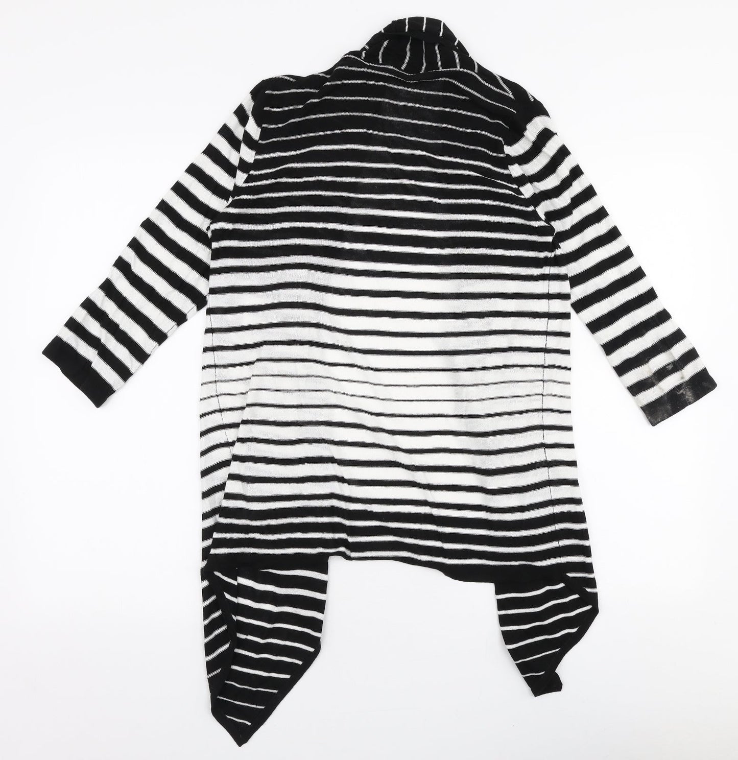 Marks and Spencer Womens Black V-Neck Striped Acetate Cardigan Jumper Size 10