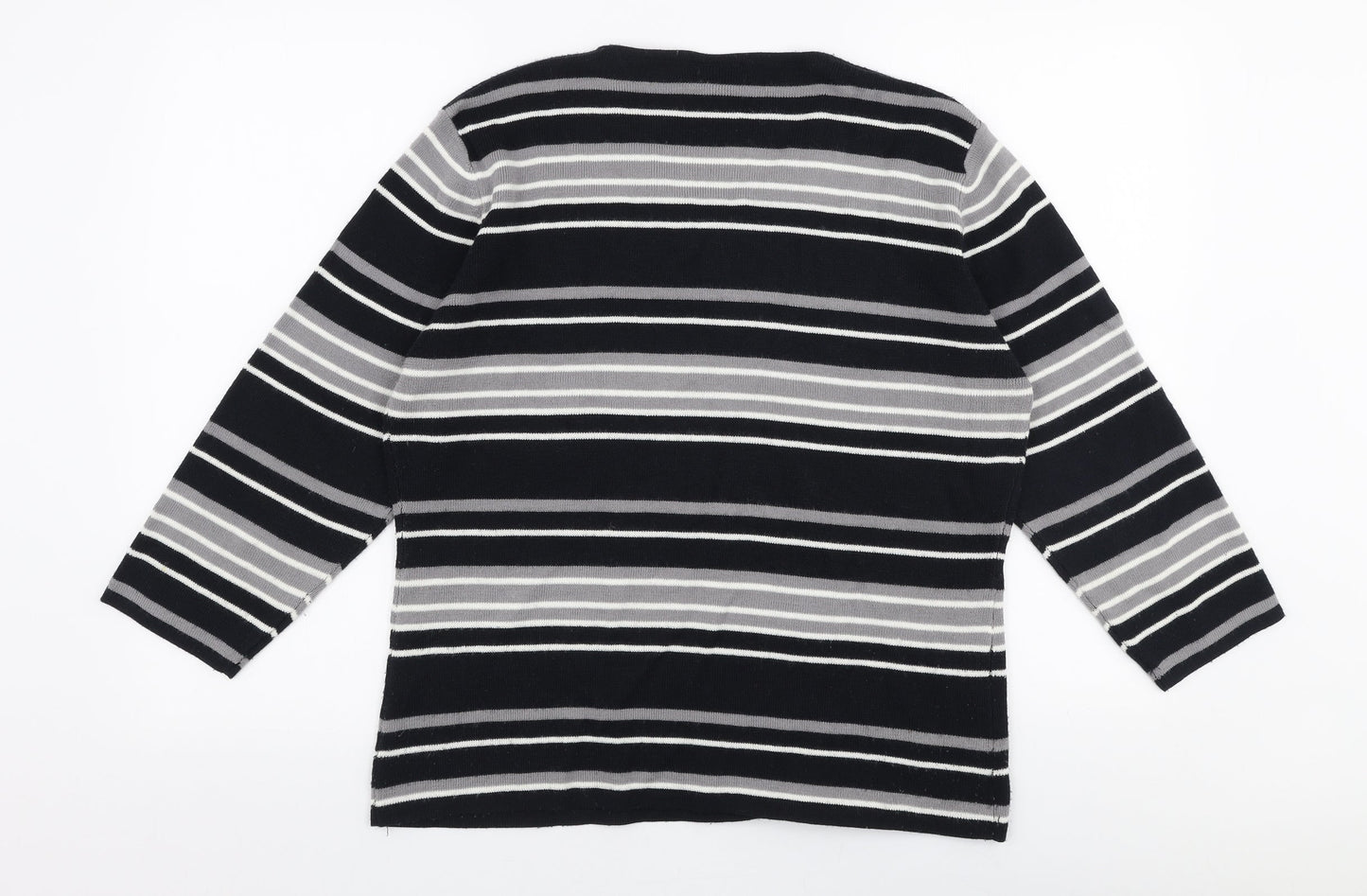 OPUS Womens Multicoloured Round Neck Striped Acrylic Pullover Jumper Size M