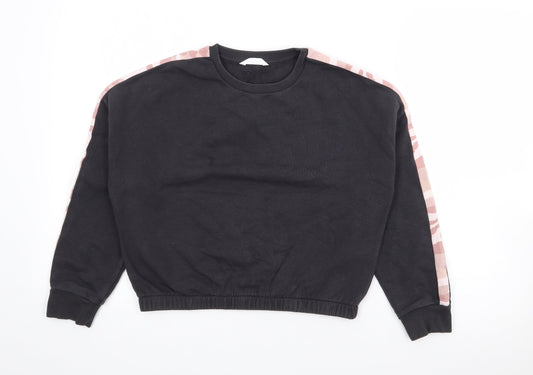 Marks and Spencer Girls Black Camouflage Cotton Pullover Sweatshirt Size 10-11 Years