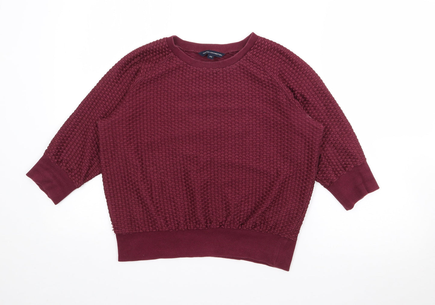 French Connection Womens Purple Crew Neck  Cotton Pullover Jumper Size XS
