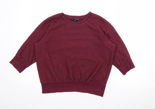 French Connection Womens Purple Crew Neck  Cotton Pullover Jumper Size XS