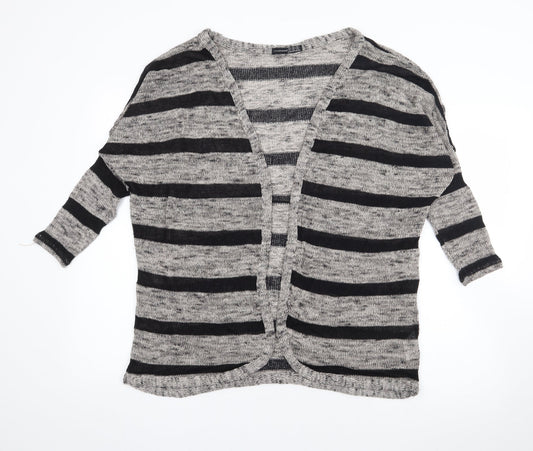 Atmosphere Womens Beige V-Neck Striped Polyester Cardigan Jumper Size S