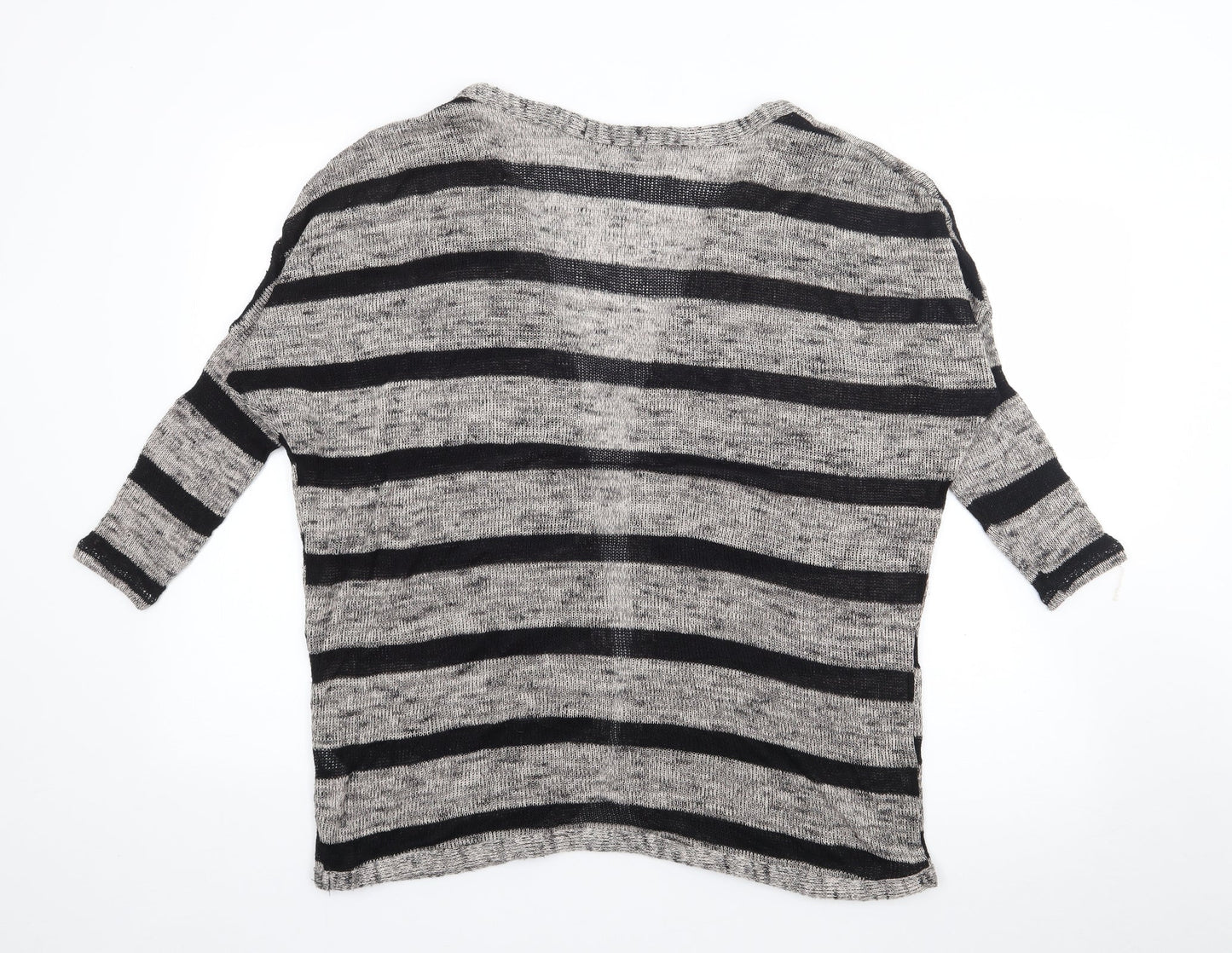 Atmosphere Womens Beige V-Neck Striped Polyester Cardigan Jumper Size S