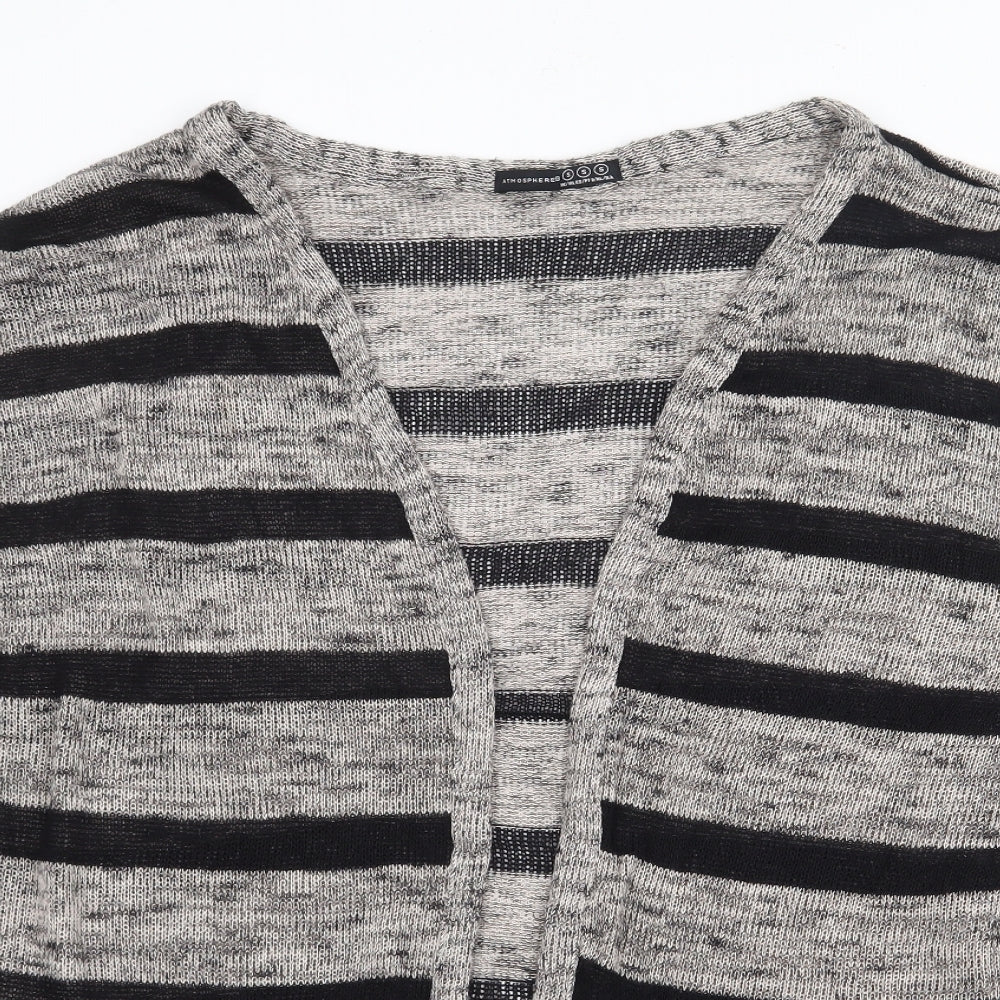 Atmosphere Womens Beige V-Neck Striped Polyester Cardigan Jumper Size S