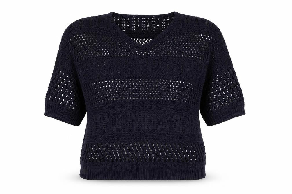 F&F Womens Blue V-Neck  Acrylic Pullover Jumper Size 12
